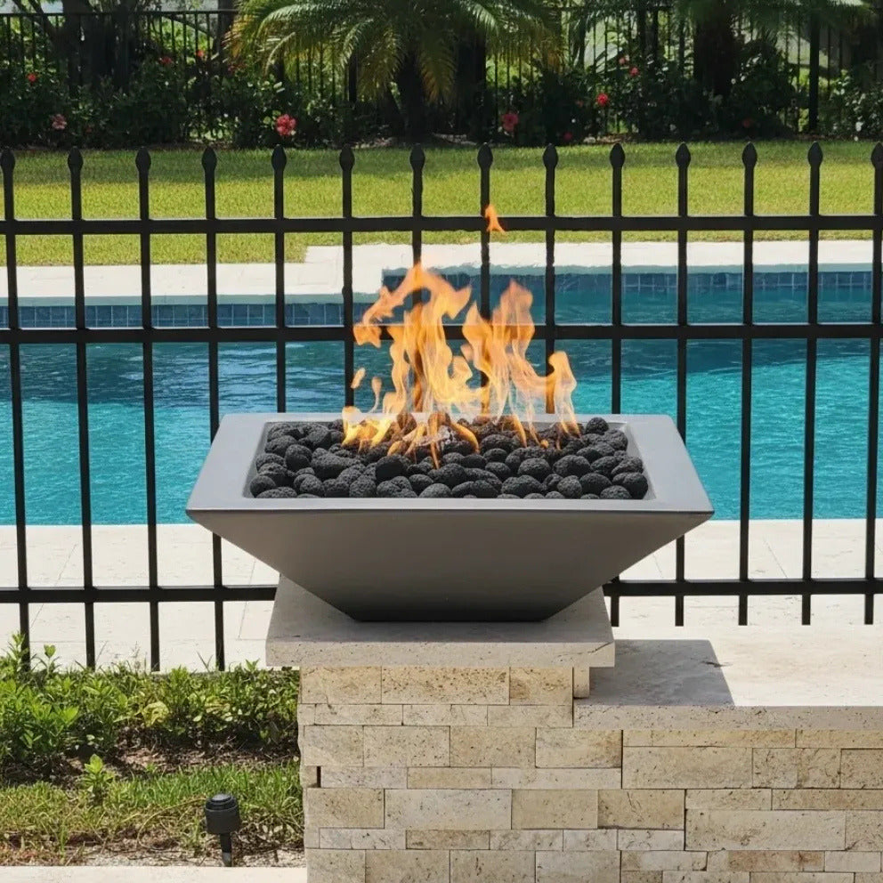 TessaRai Square Fire Bowl Kit: Auto Ignition