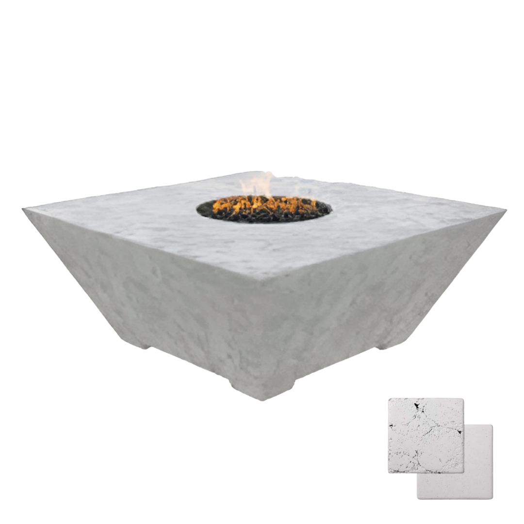 Square Oblique Fire Pit Table | Modern GFRC Firepit = Color Arctic
