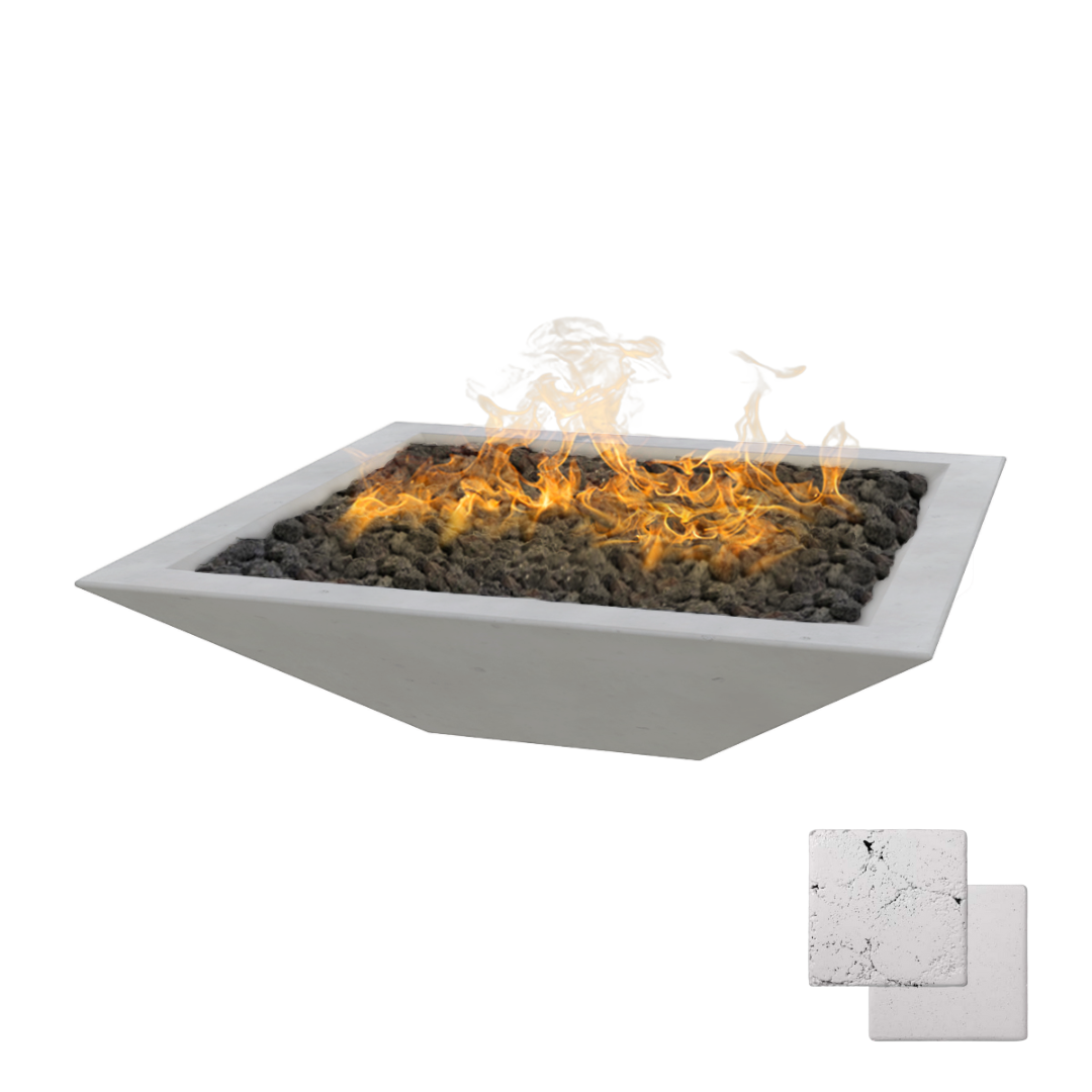 Linear Oblique Fire Table | Modern GFRC Firepit = Color Arctic