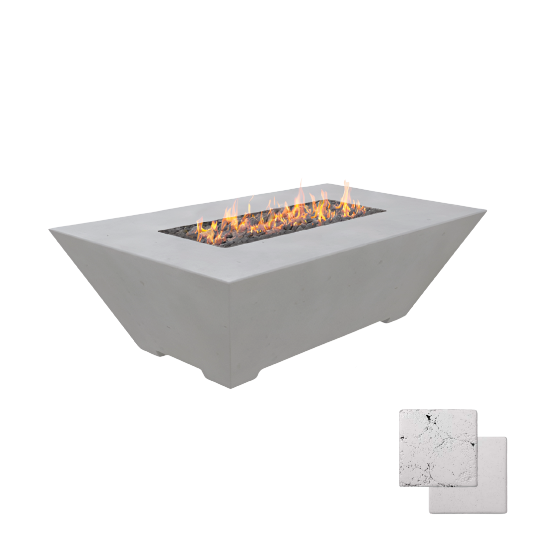 Linear Oblique Fire Table | Modern GFRC Firepit = Color Arctic