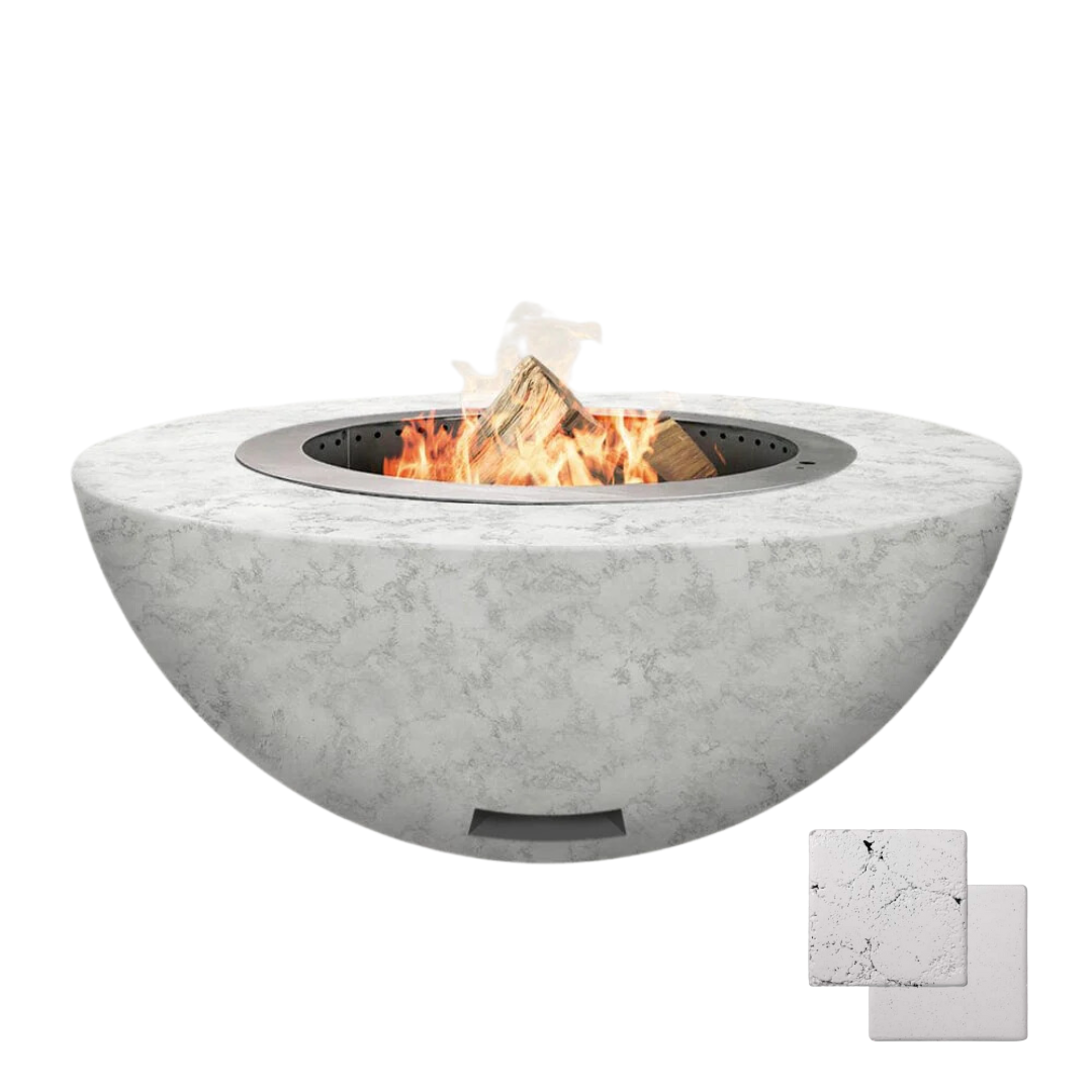 Luna | GFRC Enclosure with Smokeless Fire Pit - Color Arctic
