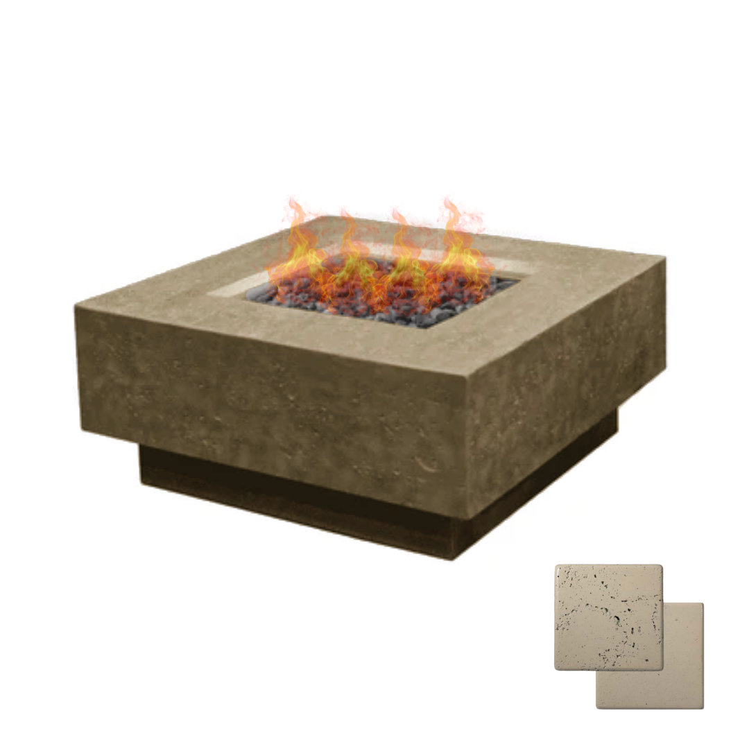 Square Sanctuary Fire Bowl - Firepit - Color Bone