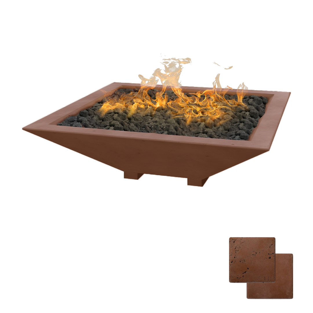 Square Oblique Fire Bowl with Venting | Modern GFRC Firepit = Color Canyon Tan