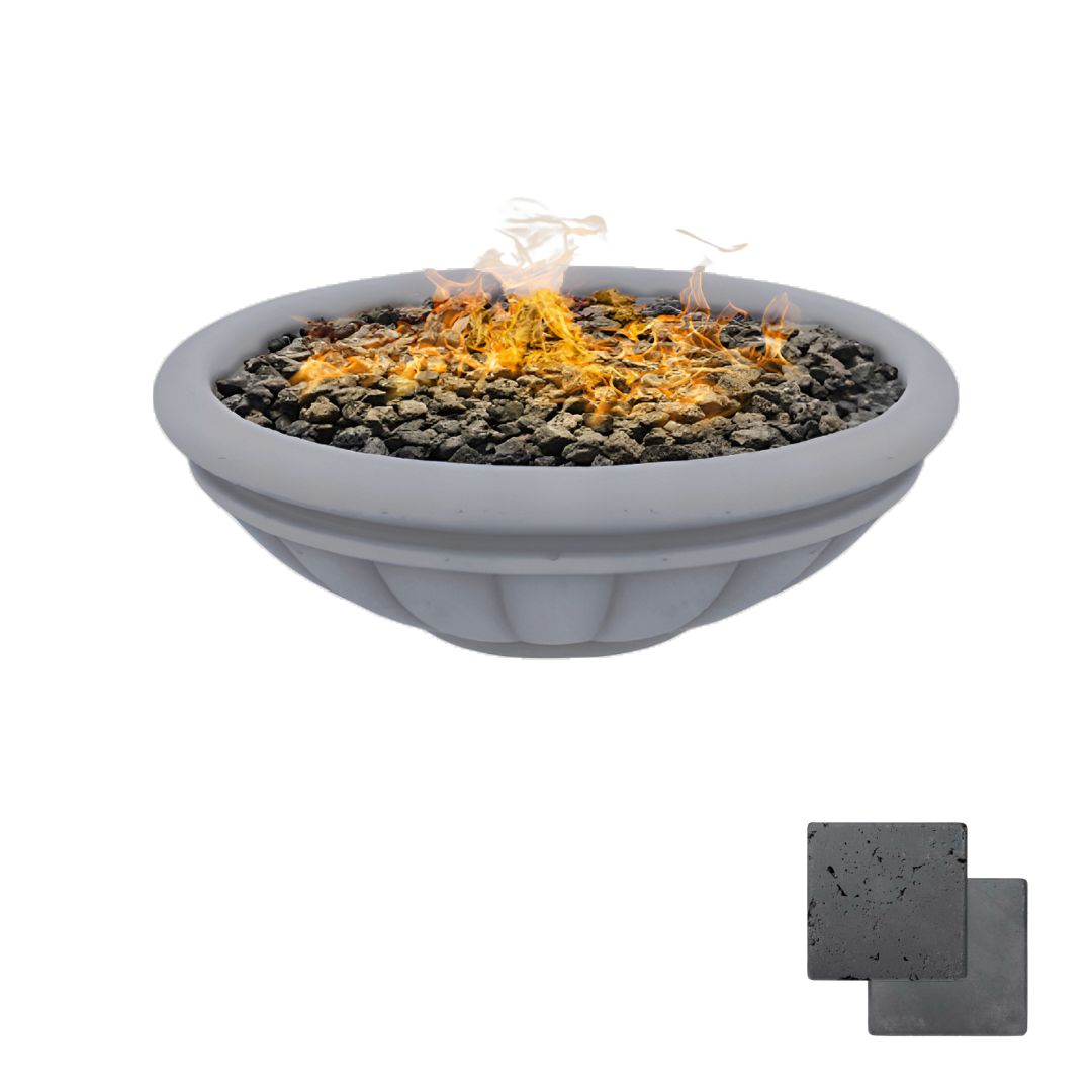 Tuscany Fire Bowl | Modern GFRC Fire Pit = Color Coal