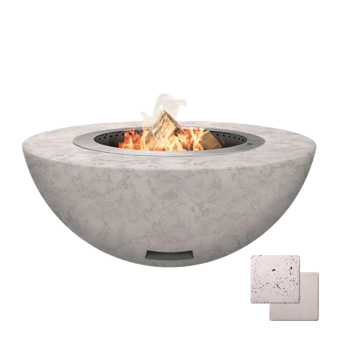 Luna | GFRC Enclosure with Smokeless Fire Pit - Color Ivory