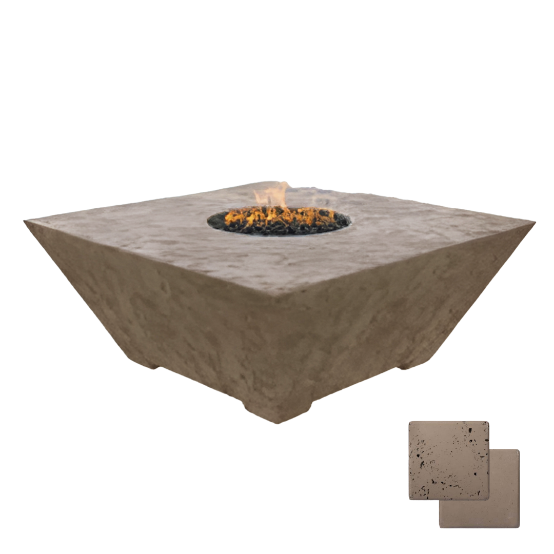 Square Oblique Fire Pit Table | Modern GFRC Firepit = Color Noche