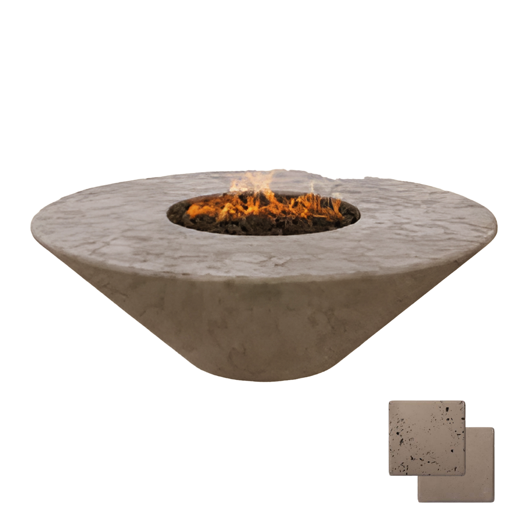 Round Oblique Fire Pit Table | Modern GFRC Firepit = Color Noche