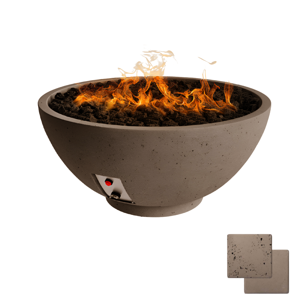 Round Sanctuary Fire Bowl | Modern GFRC Firepit = Color Noche