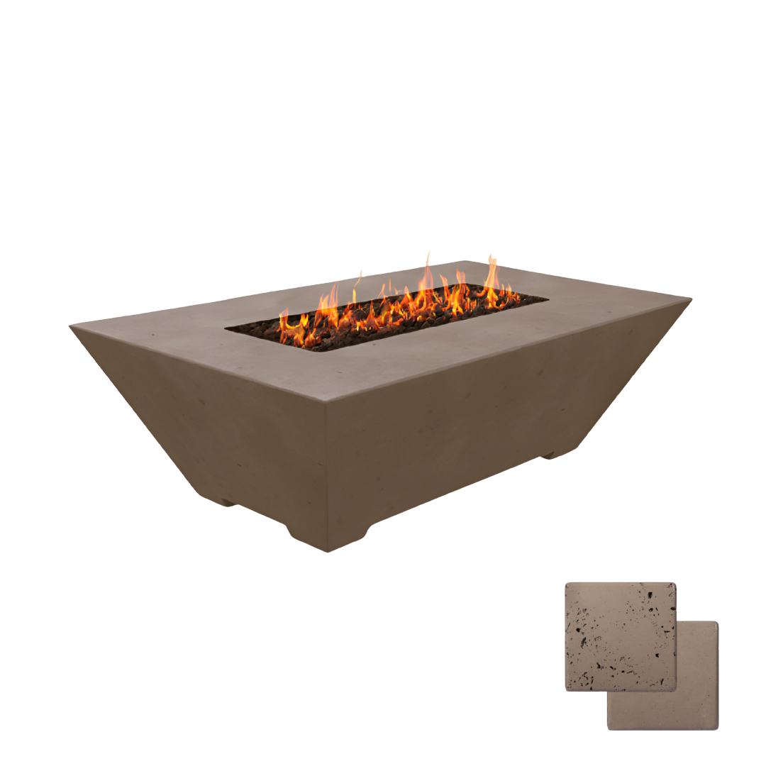 Linear Oblique Fire Table | Modern GFRC Firepit = Color Noche