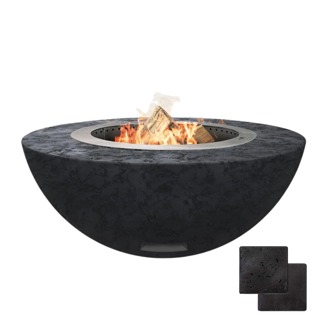 Luna | GFRC Enclosure with Smokeless Fire Pit - Color Raven