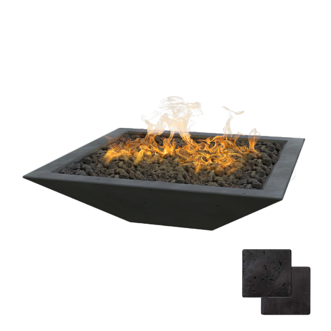 Linear Oblique Fire Table | Modern GFRC Firepit = Color Raven