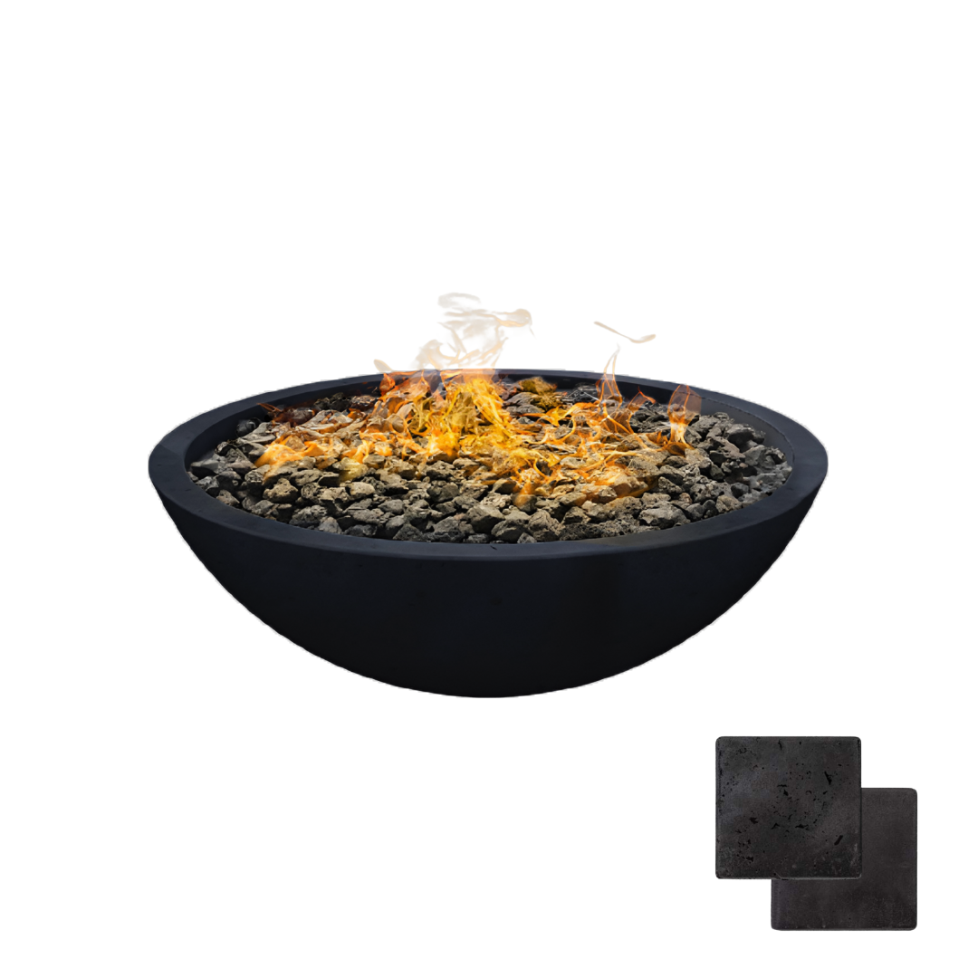 Round Wok Fire Bowl | Modern GFRC Firepit = Color Raven