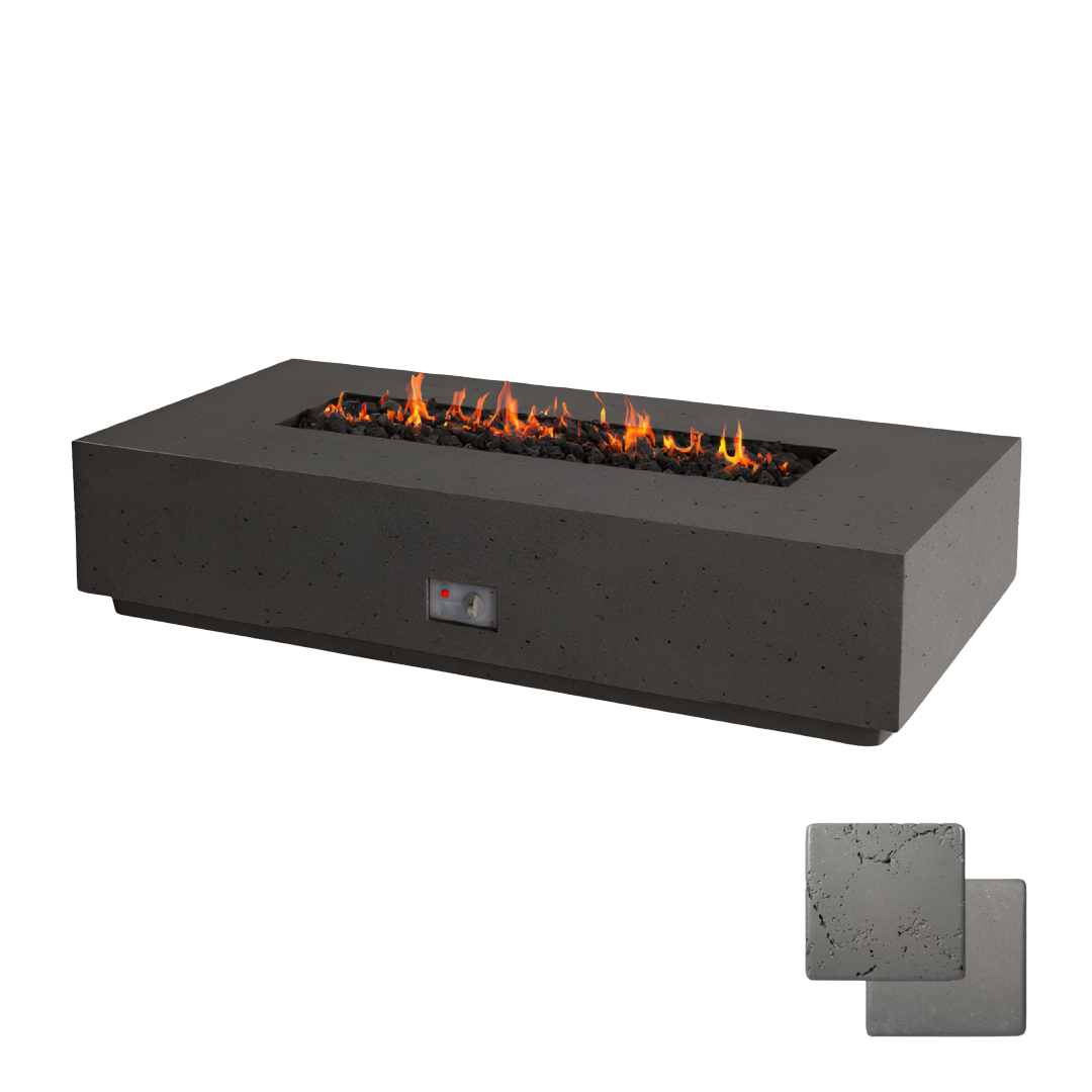 Linear Sanctuary Fire Table | Modern GFRC Firepit = Color Slate
