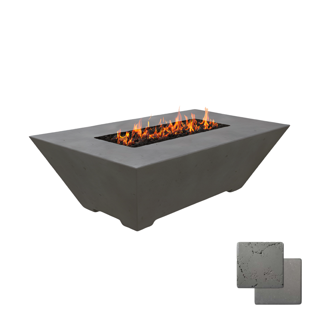 Linear Oblique Fire Table | Modern GFRC Firepit = Color Slate