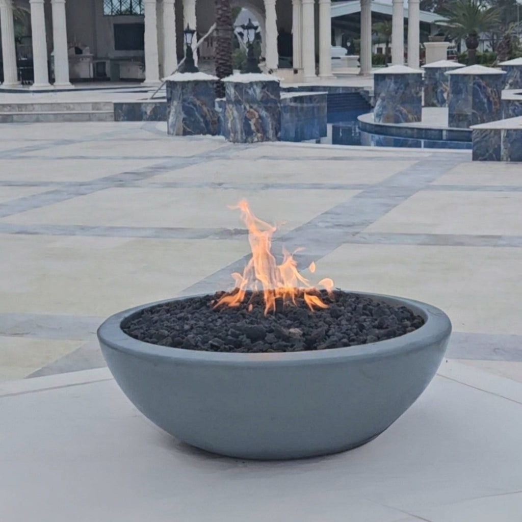 TessaRai Round Fire Bowl Kit: Manual Ignition in Coastal Blue