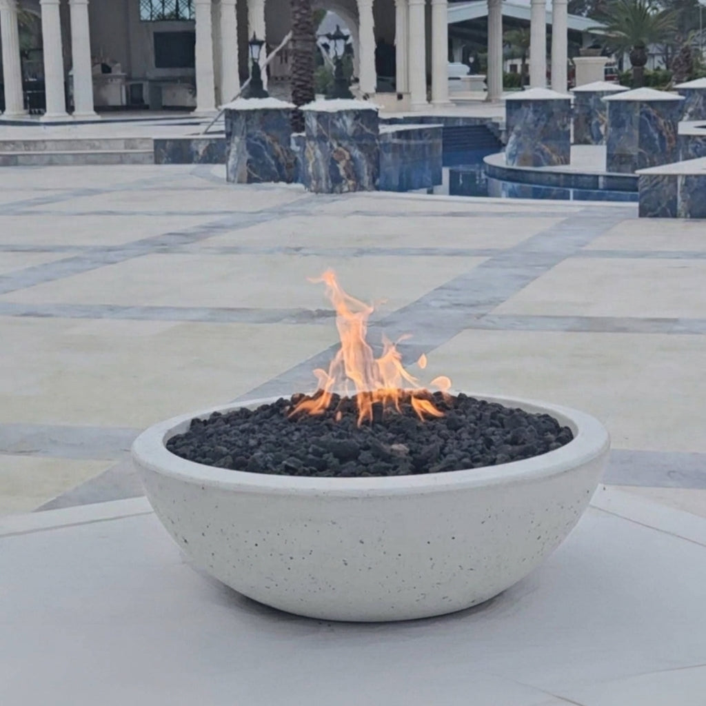 TessaRai Round Fire Bowl Kit: Manual Ignition in Grey White