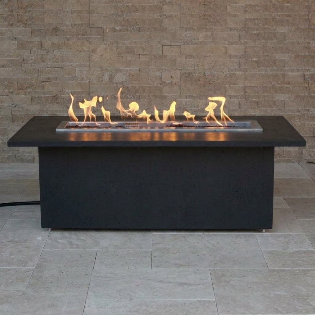 TessaRai 2-Piece Rectangle Fire Table Kit in Black