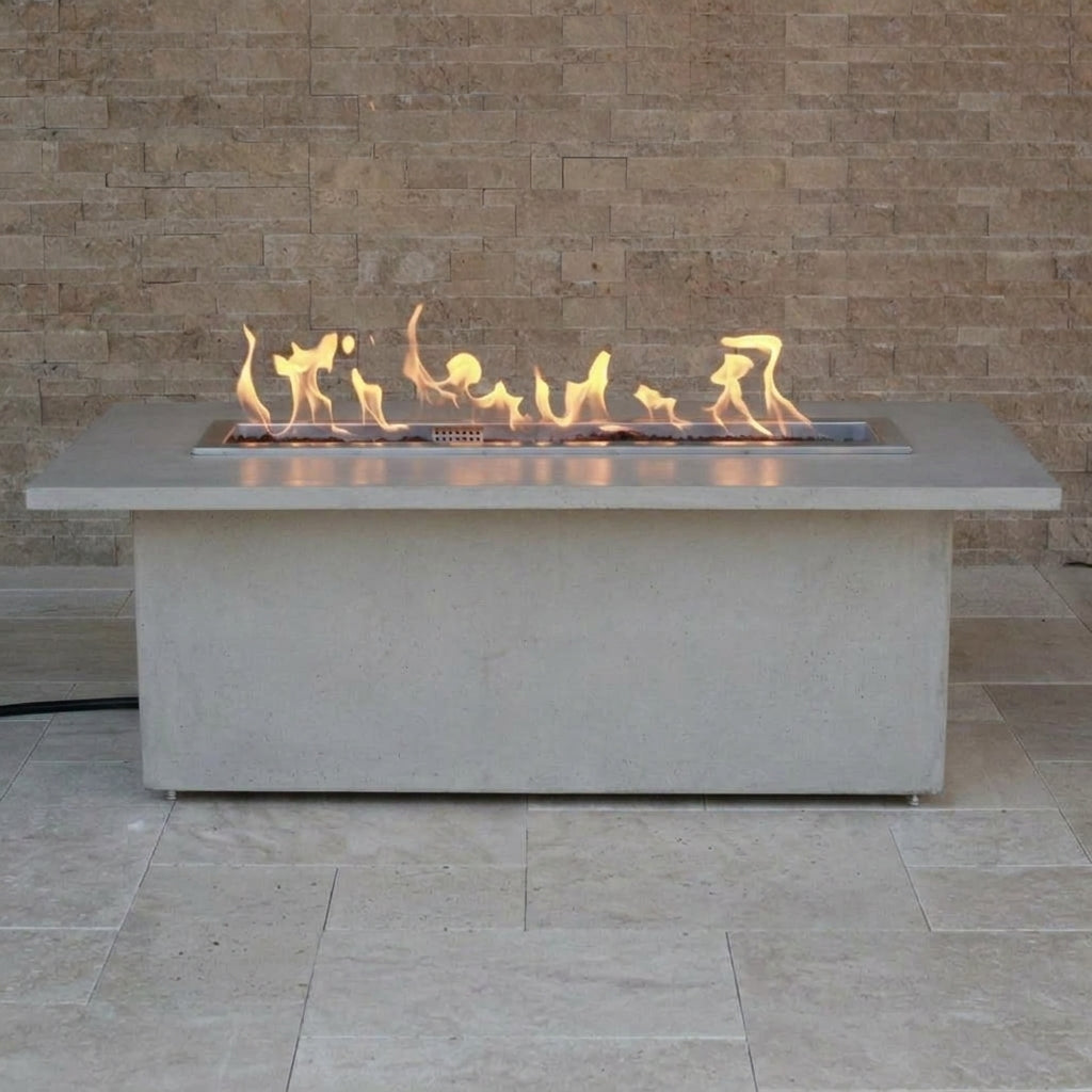 TessaRai 2-Piece Rectangle Fire Table Kit in Light Grey