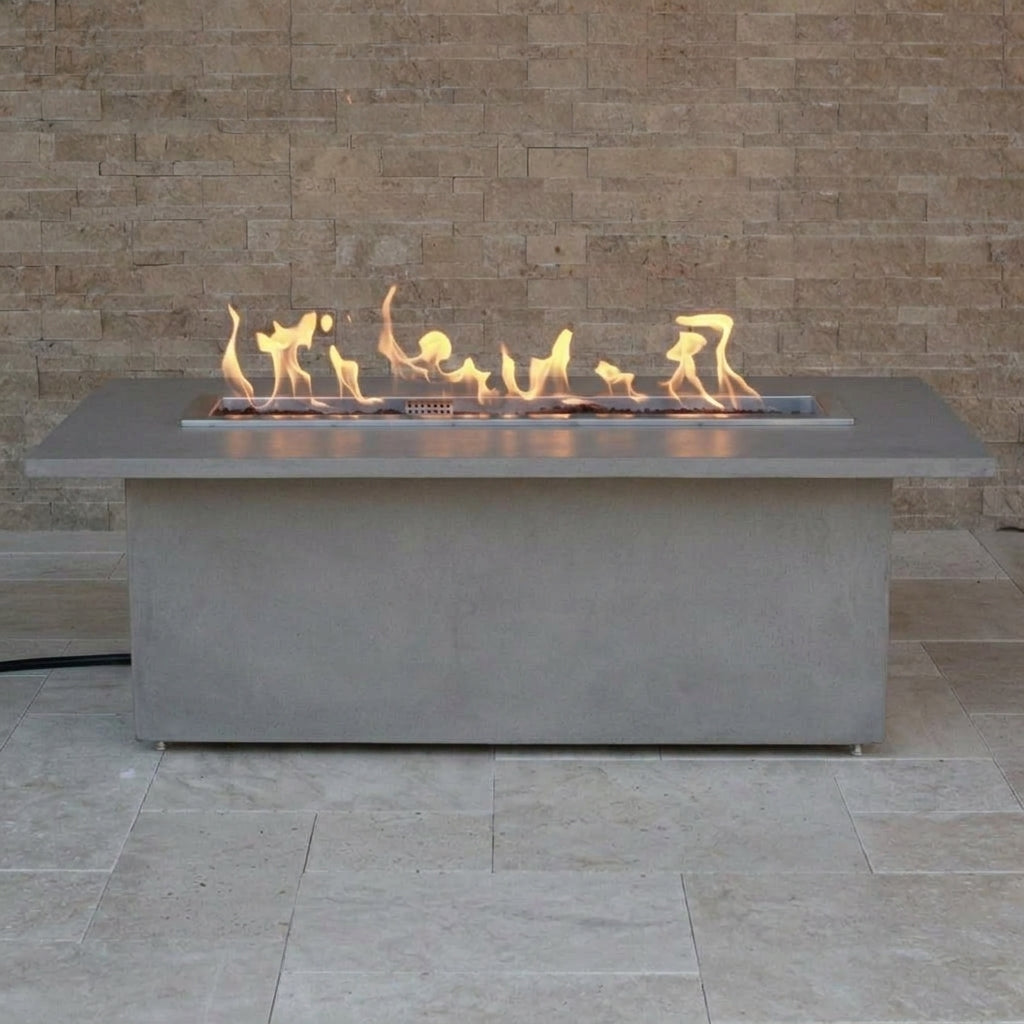 TessaRai 2-Piece Rectangle Fire Table Kit in Medium Grey