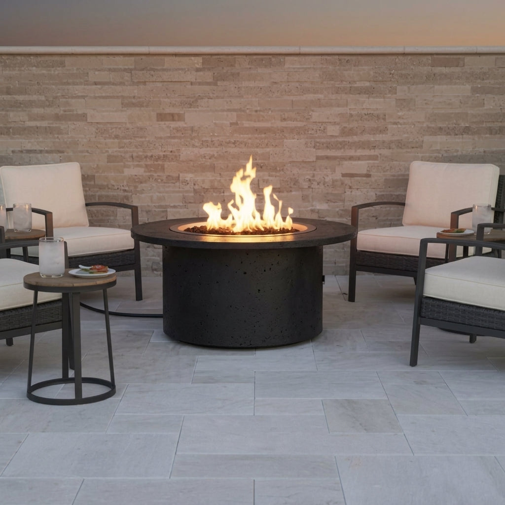 TessaRai 2-Piece Round Fire Table Kit in Black
