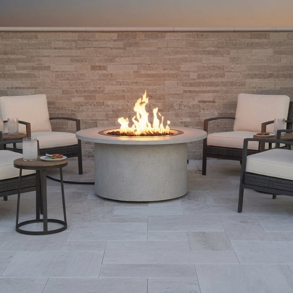 TessaRai 2-Piece Round Fire Table Kit in Light Grey