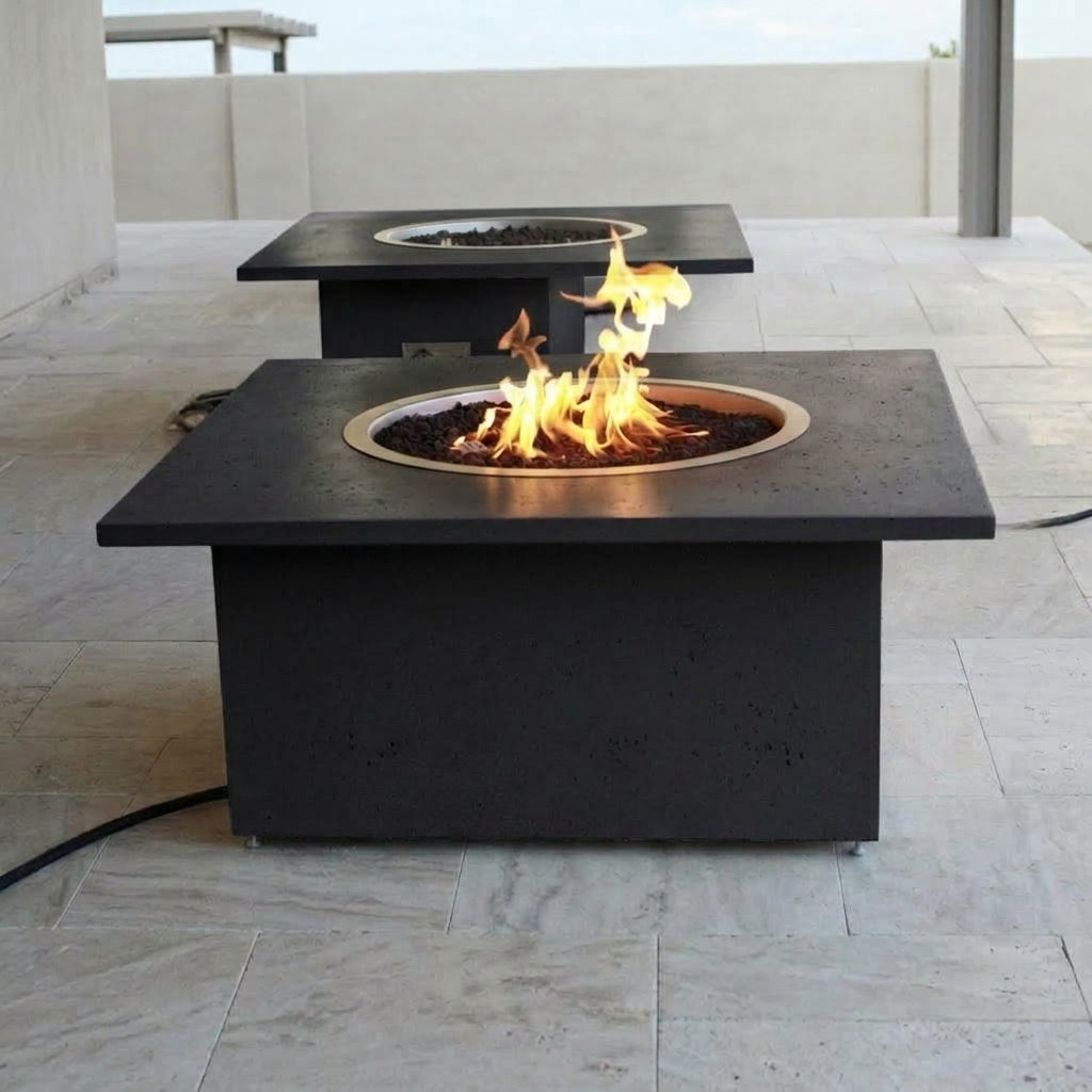 TessaRai 2-Piece Square Fire Table Kit in Black