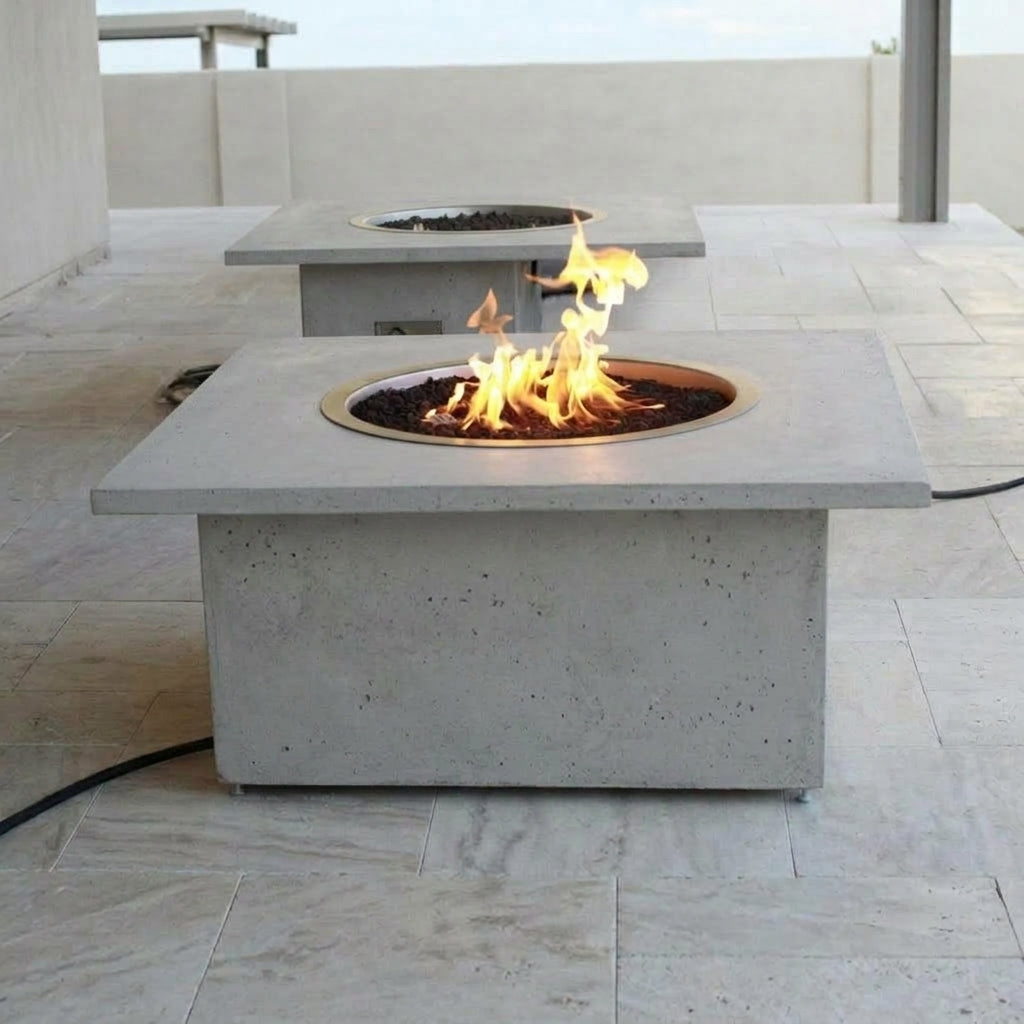 TessaRai 2-Piece Square Fire Table Kit in Light Grey