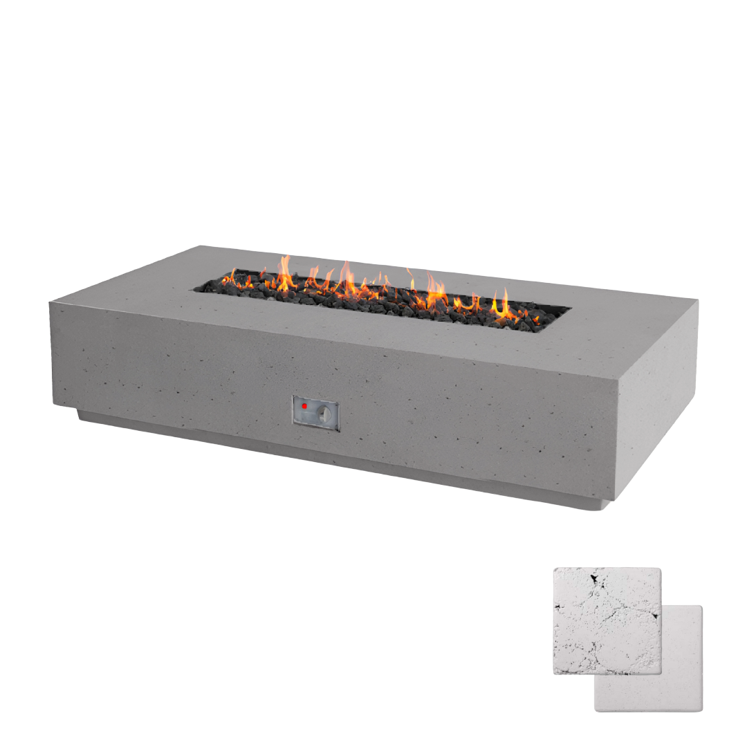 Linear Sanctuary Fire Table | Modern GFRC Firepit = Color Arctic