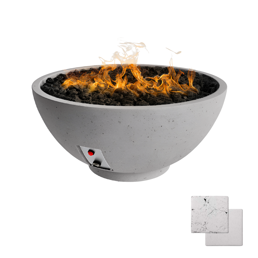 Round Sanctuary Fire Bowl | Modern GFRC Firepit = Color Arctic