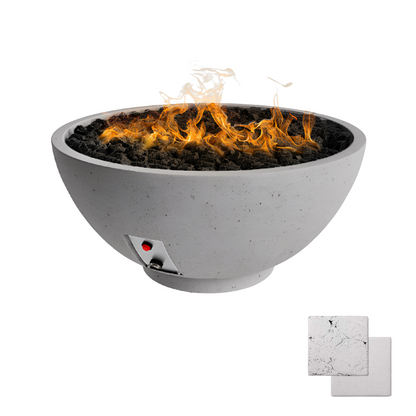 Round Sanctuary Fire Bowl | Modern GFRC Firepit = Color Arctic
