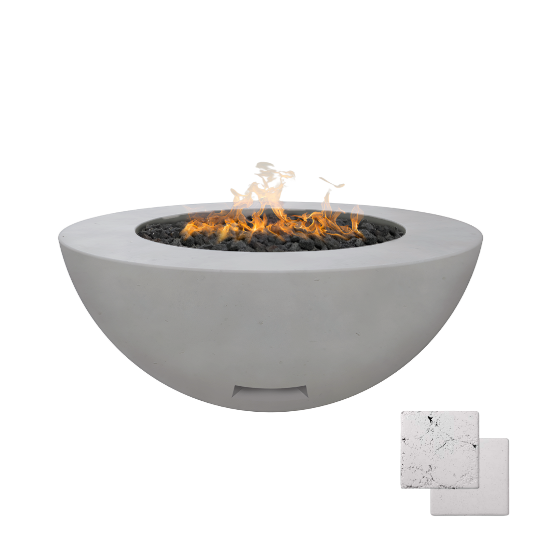 Round Fire Table | Modern GFRC Firepit = Color Arctic