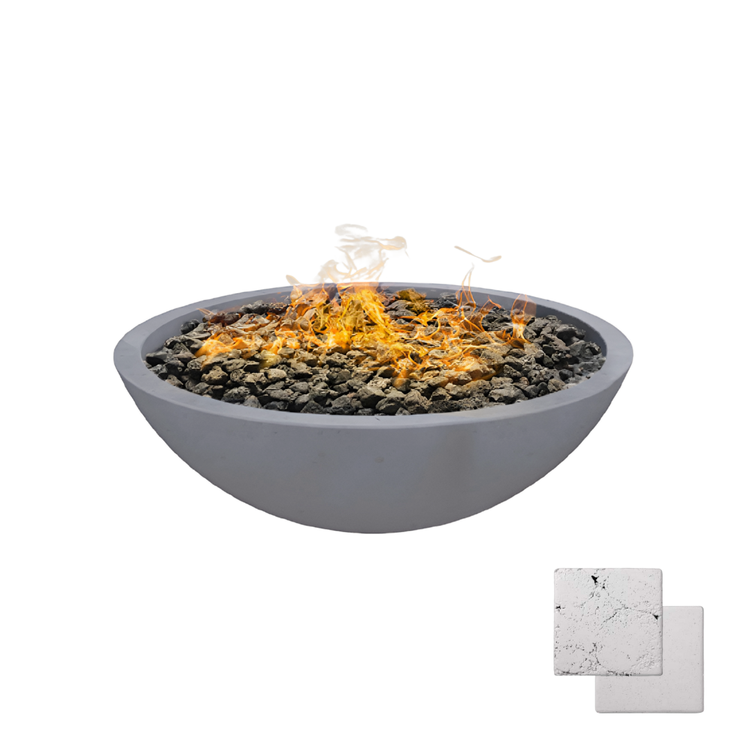Round Wok Fire Bowl | Modern GFRC Firepit = Color Arctic