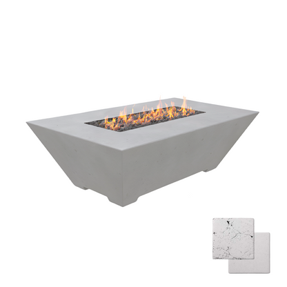 Linear Oblique Fire Table | Modern GFRC Firepit = Color Arctic
