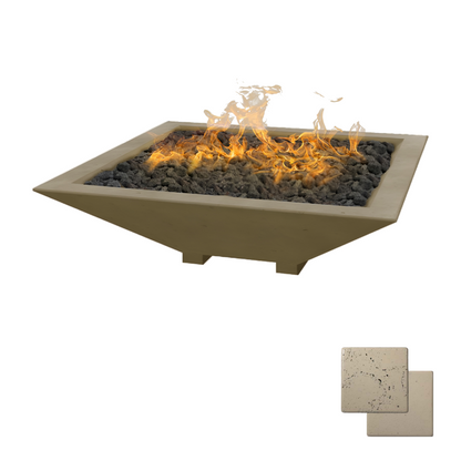 Square Oblique Fire Bowl with Venting | Modern GFRC Firepit = Color Bone