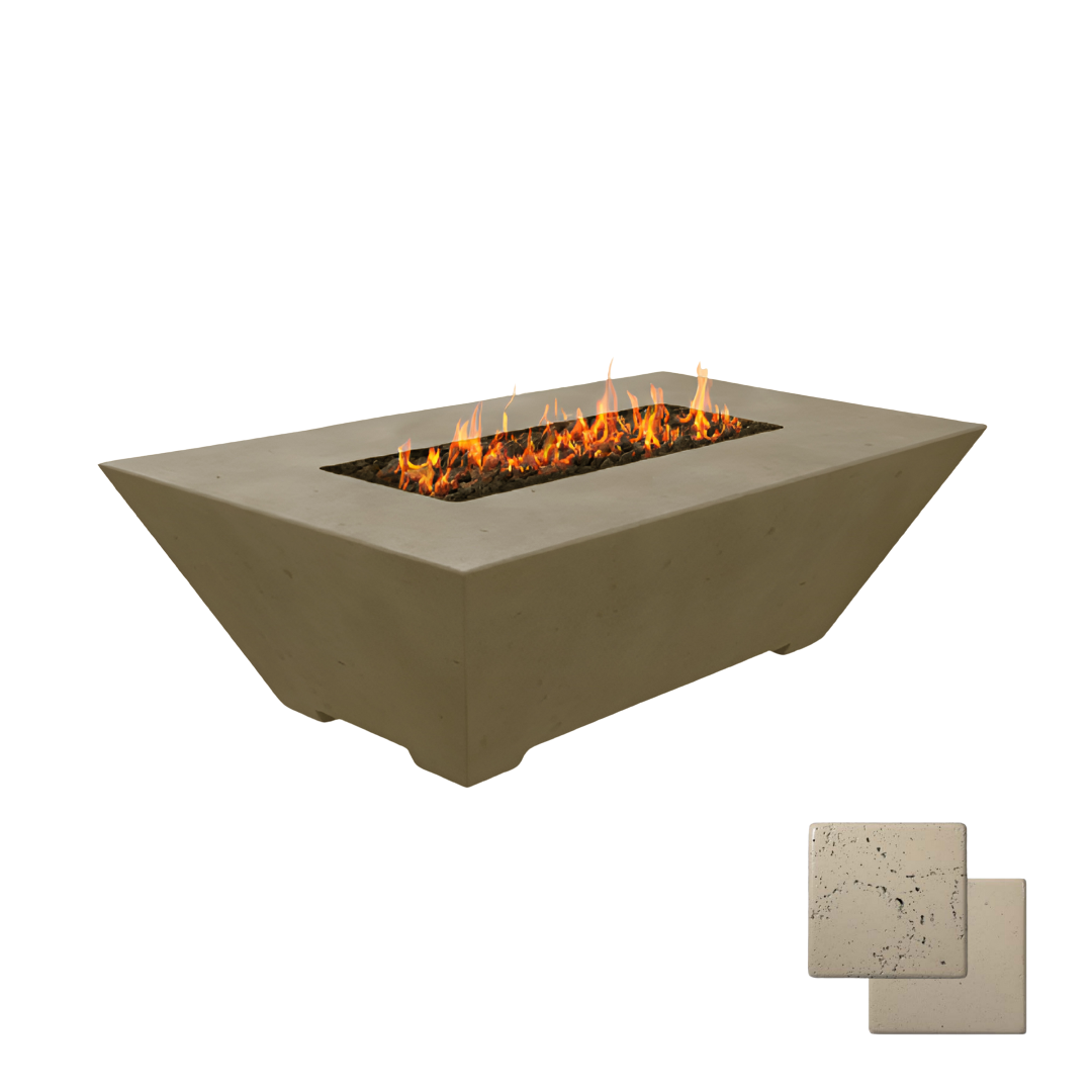 Linear Oblique Fire Table | Modern GFRC Firepit = Color Bone