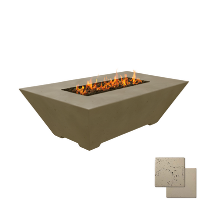 Linear Oblique Fire Table | Modern GFRC Firepit = Color Bone