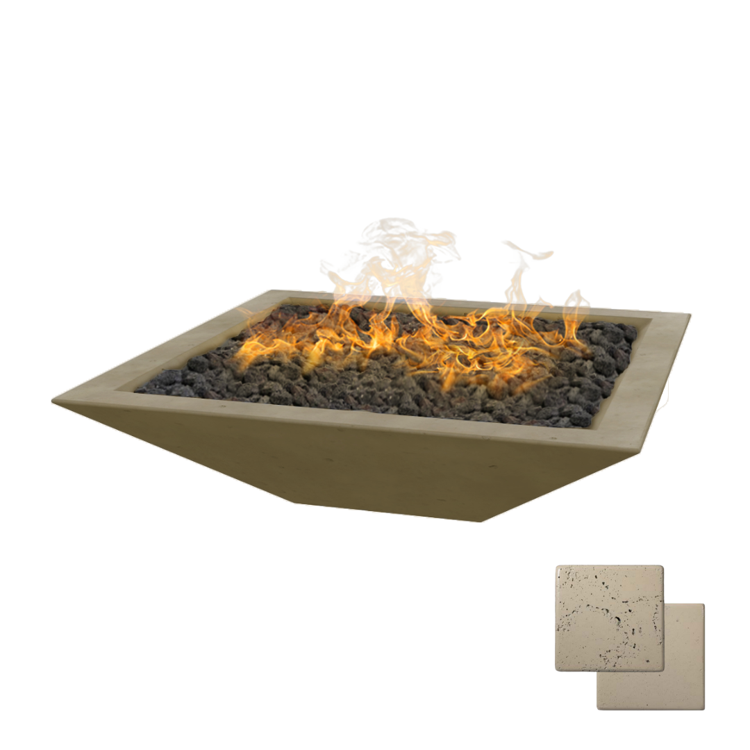 Linear Oblique Fire Table | Modern GFRC Firepit = Color Bone