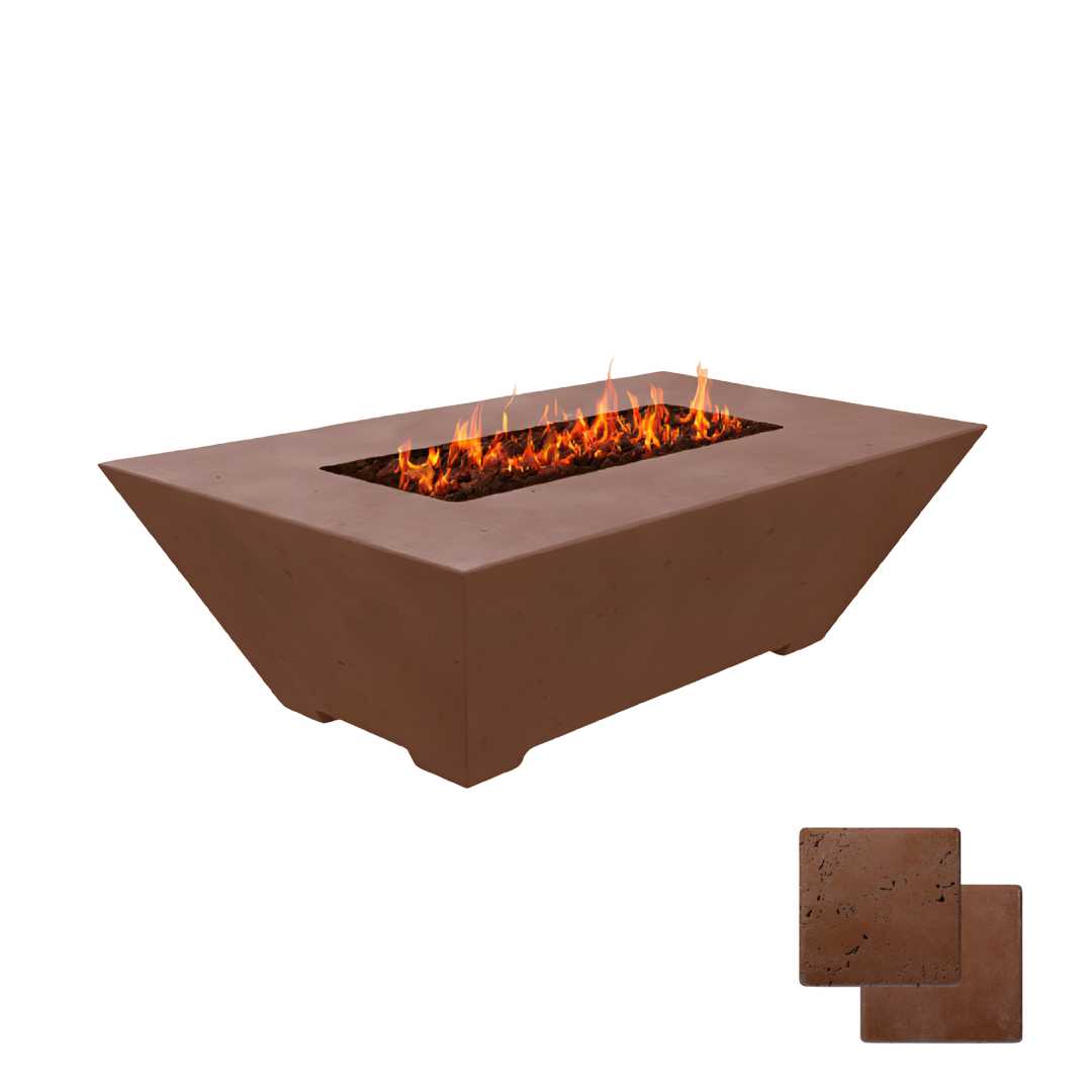 Linear Oblique Fire Table | Modern GFRC Firepit = Color Canyon Tan