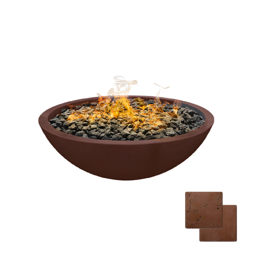 Round Wok Fire Bowl | Modern GFRC Firepit = Color Canyon Tan