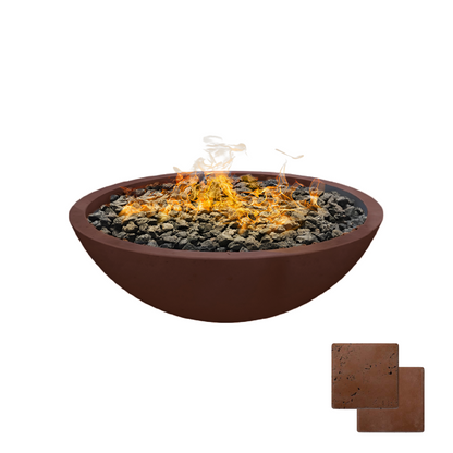Round Wok Fire Bowl | Modern GFRC Firepit = Color Canyon Tan