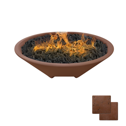 Round Oblique Fire Bowl with Venting | Modern GFRC Firepit = Color Canyon Tan