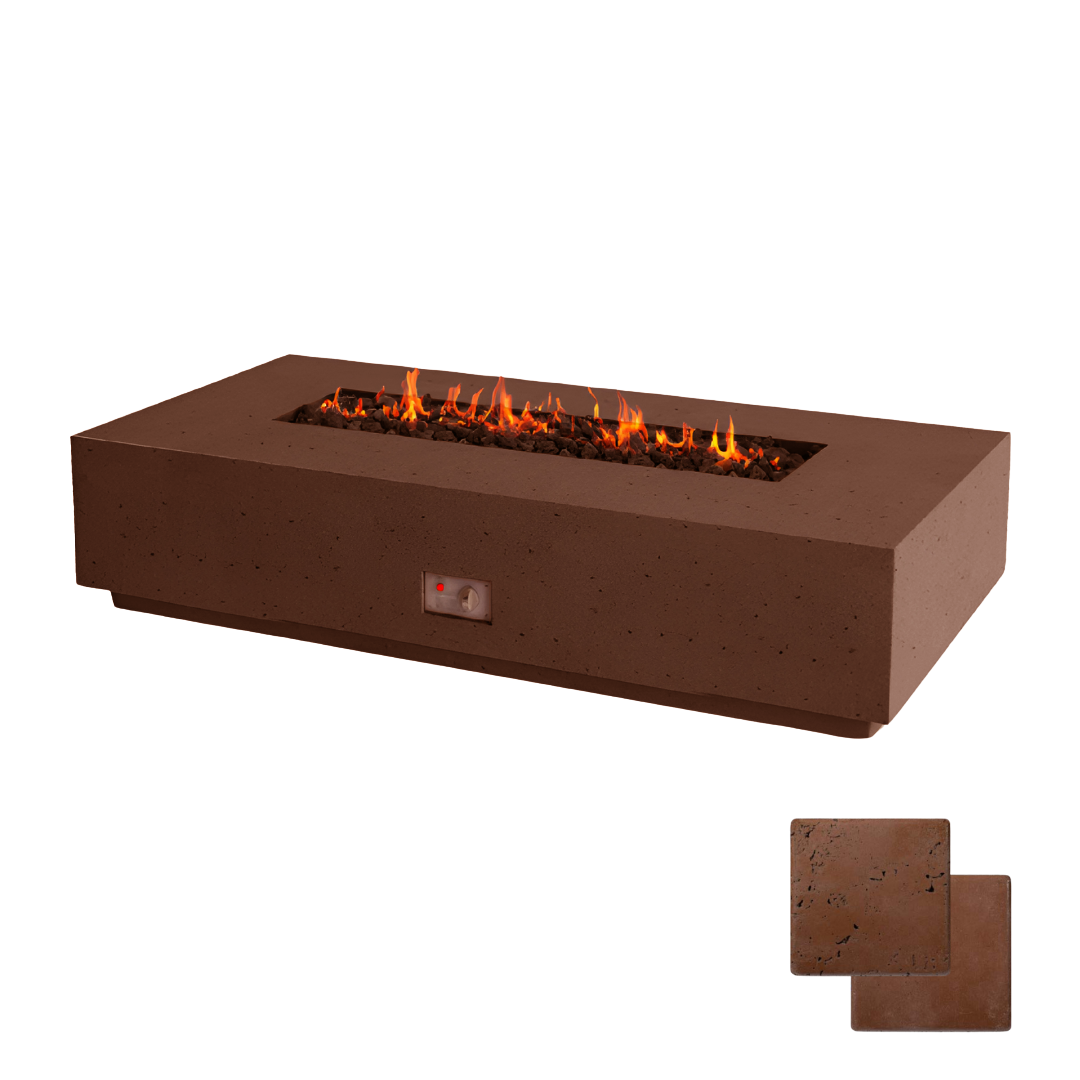Linear Sanctuary Fire Table | Modern GFRC Firepit = Color Canyon Tan
