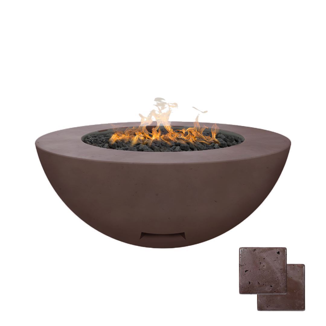 Round Fire Table | Modern GFRC Firepit = Color Charcoal Brown