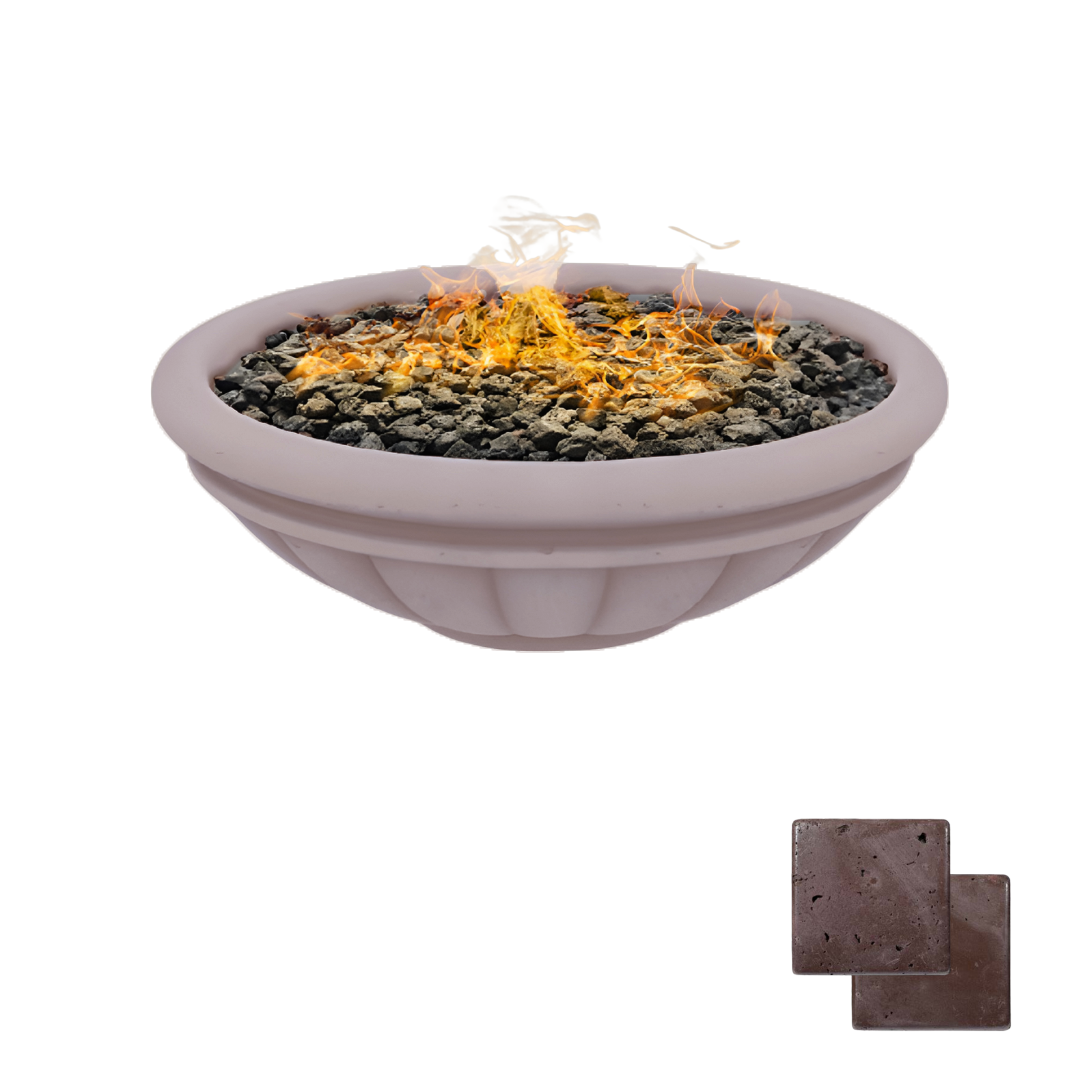 Tuscany Fire Bowl | Modern GFRC Fire Pit = Color Charcoal Brown