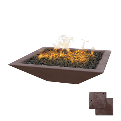 Linear Oblique Fire Table | Modern GFRC Firepit = Color Charcoal Brown