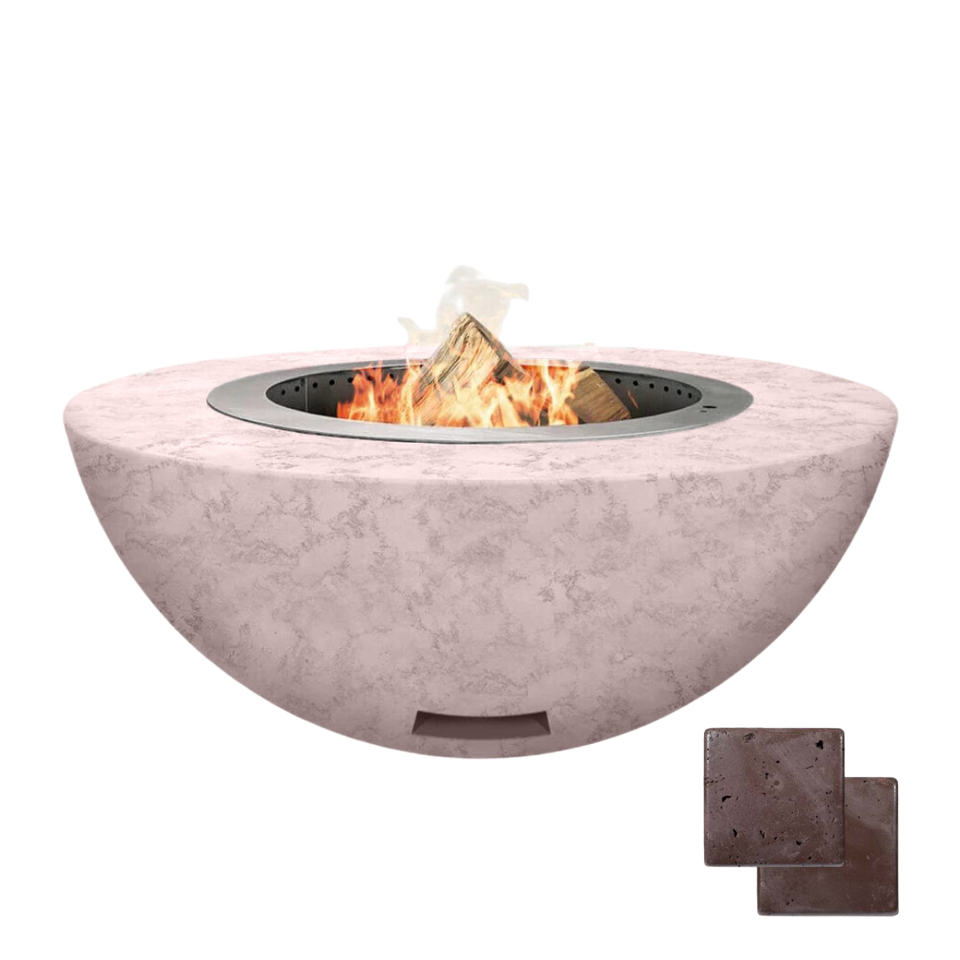 Luna | GFRC Enclosure with Smokeless Fire Pit - Color Charcoal Brown