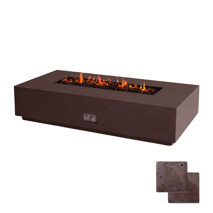 Linear Sanctuary Fire Table | Modern GFRC Firepit = Color Charcoal Brown