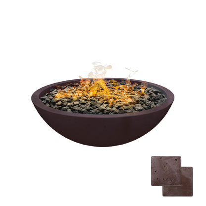 Round Wok Fire Bowl | Modern GFRC Firepit = Color Charcoal Brown
