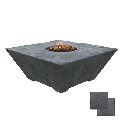 Square Oblique Fire Pit Table | Modern GFRC Firepit = Color Coal