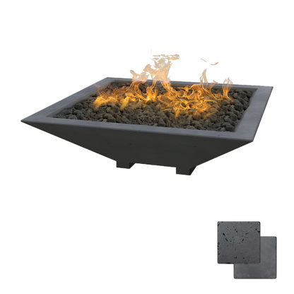Square Oblique Fire Bowl with Venting | Modern GFRC Firepit = Color Coal